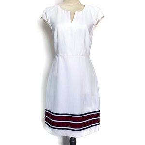 Ann Taylor Striped Hem Flare Dress Ivory Size 2 Petite